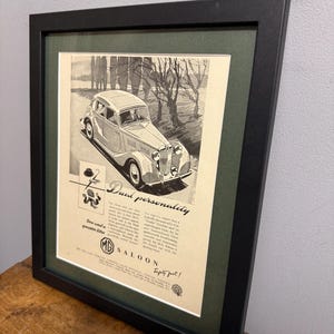 MGB Saloon Original 1952 Gerahmter Kunstdruck, Weihnachts- oder Geburtstagsgeschenk für Autofans, Home-Office (A426)