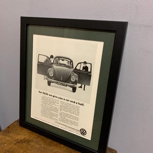 VW Beetle 1968 Framed original advertising wall art print poster, great Birthday gift classic car, home, office, man cave Framed A344