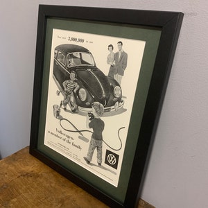 Coccinelle VW 1959, affiche publicitaire originale encadrée, cadeau d&#39;anniversaire, voiture classique, maison, bureau, homme des cavernes encadré (A172)