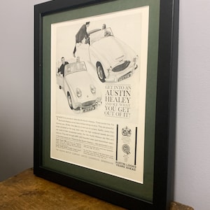 AUSTIN HEALEY 1961 Framed original advertising wall art print, unique Birthday gift for classic car fans display home office man cave (A15)