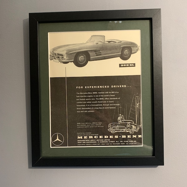 MERCEDES-BENZ 30 SL 1959 Framed advertising wall art print poster, gift for classic car enthusiasts, display in home, office, man cave (A73)