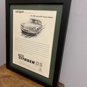 CITROEN DS Original 1961 Framed advertising wall art print poster, Birthday gift for classic car enthusiasts man cave A211