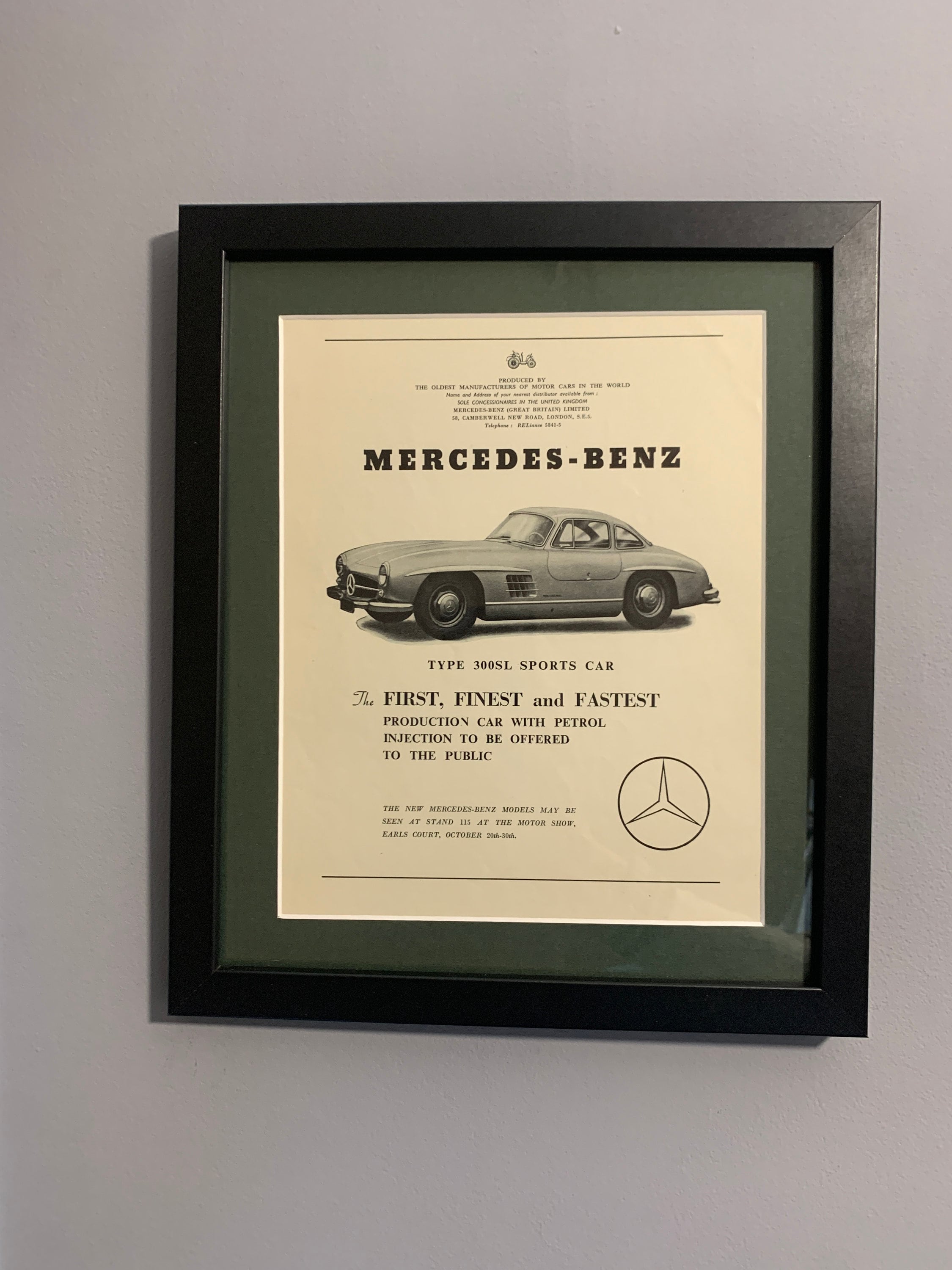 メルセデス・ベンツ SL クーペ 1954 額入り広告壁アートプリント