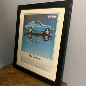 Impresión de arte publicitario original enmarcada de PORSCHE 911 Targa 1979, regalo de Navidad, coche clásico, oficina en casa, cueva del hombre (A33)