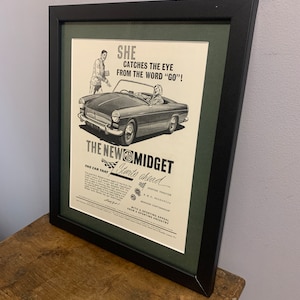 MG MIDGET Original 1961 Framed advertising wall art print, Birthday gift for car enthusiasts, home office, man cave (A182)