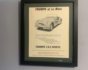 Póster publicitario enmarcado de TRIUMPH TR2 1954, ideal como regalo de cumpleaños o Navidad, para exhibir en casa, oficina o en una cueva (A121)