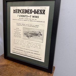 MERCEDES-BENZ 1935 Framed original vintage advertising wall art print, 90 Years Old, Birthday gift, classic car, home man cave (S008)