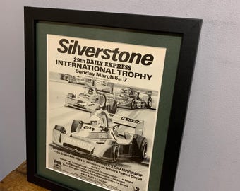 SILVERSTONE International Trophy Race - 6th March 1977, Framed original advertising print, Birthday gift, display in home office (A308)
