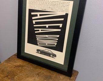 ALFA ROMEO Original 1964 Framed advertising wall art print poster, unique bespoke Birthday gift, classic car , home, office, man cave A112