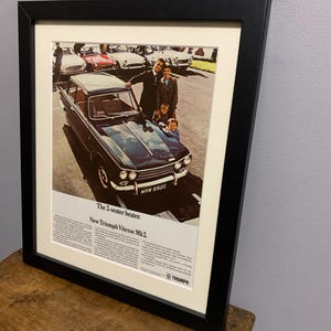 TRIUMPH VITESSE MK2 Original 1969 Framed advertising wall art print, special Birthday gift for classic car enthusiasts, man cave (A189)