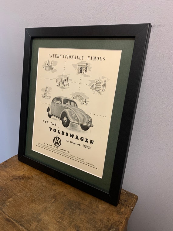VW Beetle 1956 Framed Original Advertising Wall Art Print Poster