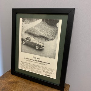 TRIUMPH SPITFIRE 1966 Framed advertising wall art print, Birthday gift for classic car fans, home, office, man cave (A128)