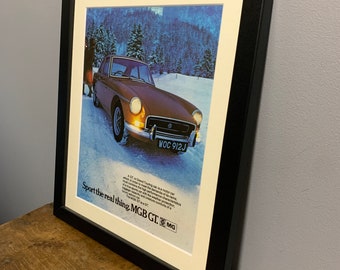 MGB GT 1971 フレーム入りオリジナル広告ウォールアートプリント、クラシックカーやMG愛好家、ホームオフィス、男の隠れ家へのユニークな誕生日プレゼント (A48)
