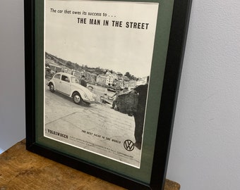 VW Beetle 1960 Framed original advertising wall art print, Birthday classic car, home, office, man cave Framed A70