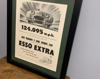 Póster publicitario enmarcado del TRIUMPH TR2 de 1953, ideal como regalo de Navidad o cumpleaños para entusiastas de los coches clásicos, para el hogar o la sala de juegos (A110).