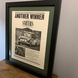 MINI COOPER S 1966 Framed advertising wall art print poster, Birthday gift for classic car enthusiasts, home, office, man cave A93