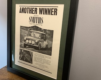 MINI COOPER S 1966 Framed advertising wall art print poster, Birthday gift for classic car enthusiasts, home, office, man cave A93