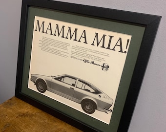 ALFA ROMEO GTV 2000 Oryginał 1977 Oprawiona reklama ścienna, wyjątkowy prezent urodzinowy, klasyczny samochód, dom, biuro, jaskinia mężczyzny A346