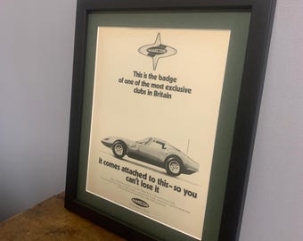 MARCOS GT 3000 1969 - Póster publicitario original enmarcado, regalo de cumpleaños para entusiastas de los coches clásicos (A237)