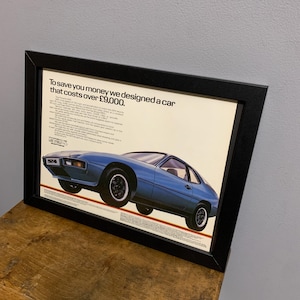 PORSCHE 924 1980 Gerahmt Original Werbewand Kunstdruck, Geburtstagsgeschenk, klassische Porsche Auto-Enthusiasten, Haus, Büro, Männerhöhle (A359)