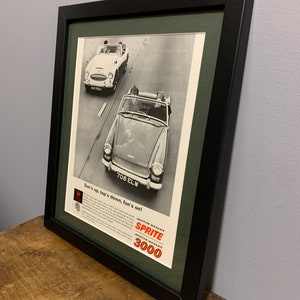 AUSTIN HEALEY 1963 Framed original advertising wall art print poster, Birthday gift, classic car, display in home office man cave (A46)