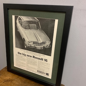 RENAULT 16 1965 Framed original advertising wall art print poster, Birthday gift, classic car enthusiasts (A341)