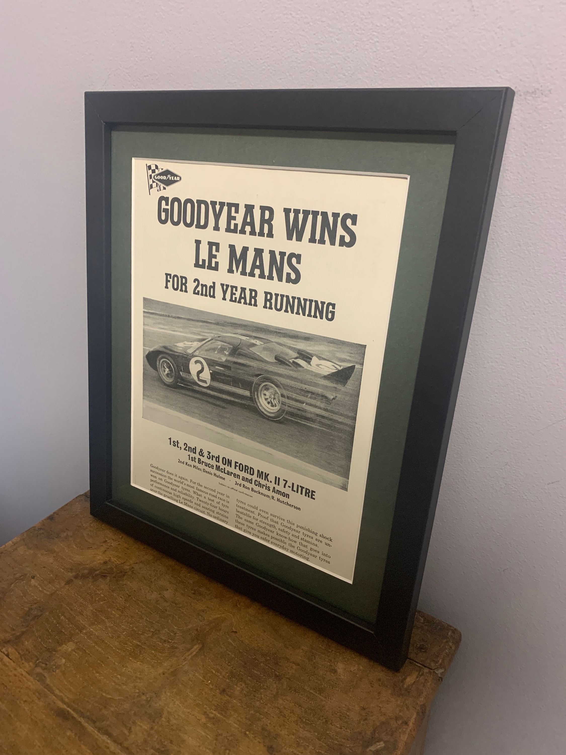LE MANS 1966 - FORD GT40, Framed wall art print poster, Birthday gift, display in home, office, man cave (A162)