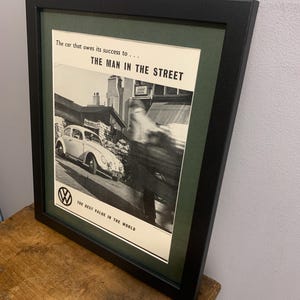 VW Beetle 1960 original Framed advertising wall art print poster, Birthday gift for classic car enthusiasts, home mancave(A249)
