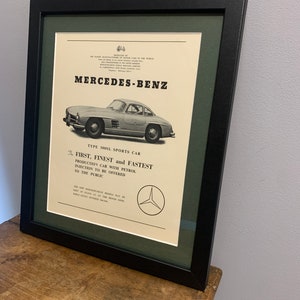 Póster publicitario enmarcado con el modelo MERCEDES-BENZ SL Coupe 1954, regalo de cumpleaños excepcional para entusiastas de los automóviles, hogar, oficina, cueva del hombre (A74)