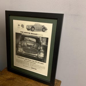 AUSTIN HEALEY 3000 1963 original Framed advertising wall art print poster, perfect Birthday gift, display home, man cave (A278)