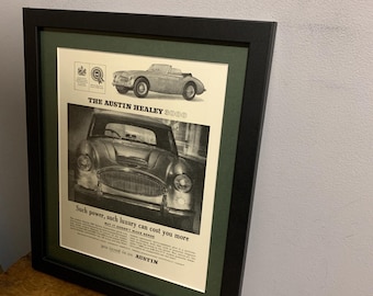 AUSTIN HEALEY 3000 1963 original Framed advertising wall art print poster, perfect Birthday gift, display home, man cave (A278)