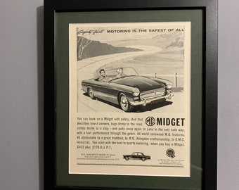 MG Midget 1962 Framed original advertising wall art print poster gift for classic car enthusiasts  display in home office man cave (A14)