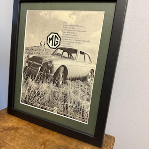 Impressão de arte de parede publicitária emoldurada original MGC de 1968, presente de Natal ou aniversário para entusiastas de carros, escritório em casa, anúncio de caverna de homem (A406)