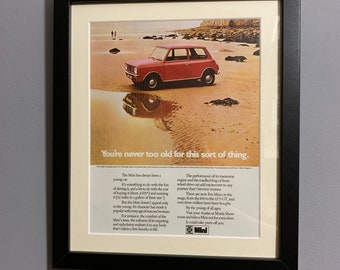 MINI 1973 Framed original advertising wall art print poster, gift for classic car enthusiasts, display in home, office, man cave (A64)