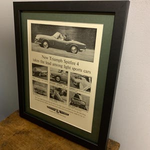 TRIUMPH SPITFIRE 1963 Framed advertising wall art print, Birthday gift for classic car fans, home, office, man cave (A279)