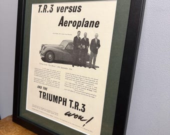 Póster publicitario enmarcado del TRIUMPH TR3 de 1957, ideal como regalo de Navidad o cumpleaños para entusiastas de los coches clásicos, para la oficina o el taller (A408).
