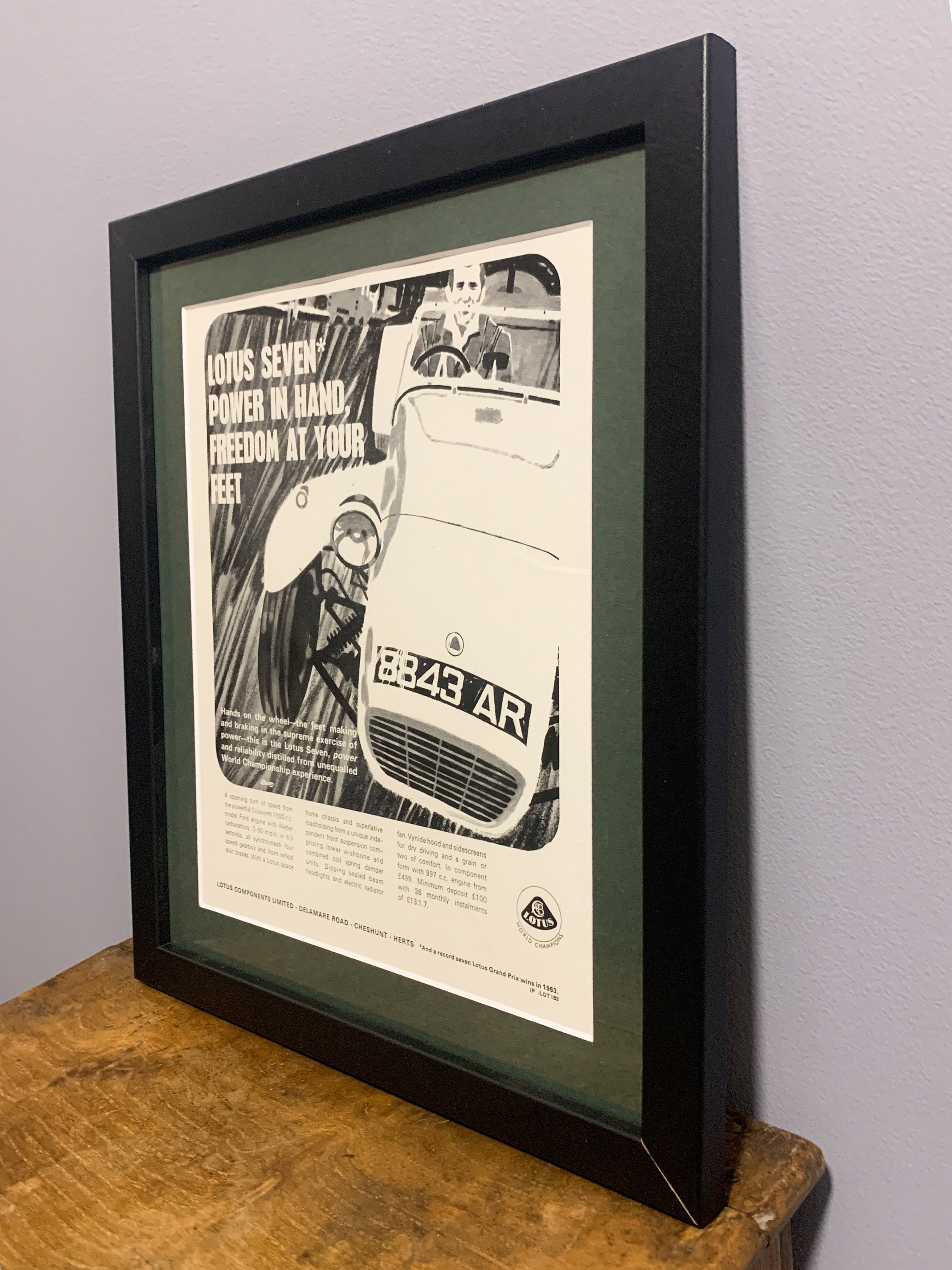 LOTUS 7 1964 Framed Original Advertising Wall Art Print Poster