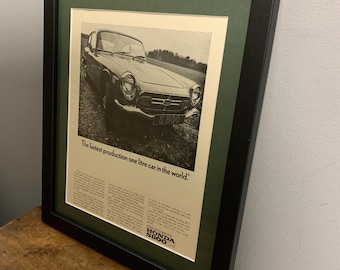Póster publicitario enmarcado de Honda S800 1962, regalo de cumpleaños original y excepcional, ideal para exhibir en casa, oficina o en una cueva (A232)