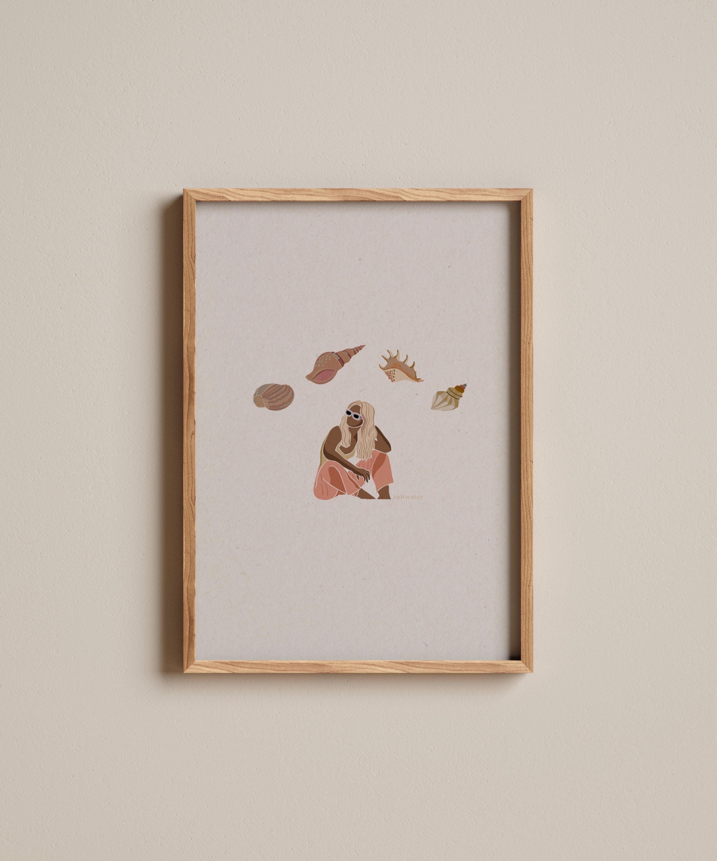 A4 art print | shells on my mind | boho surfer girl | wall art | gift for surfer | poster boho girl | surf art print