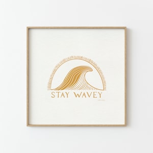 restez agité | art de surf rétro | art de carte postale | cadeau pour surfeur | affiche de surf bohème | impressions couleur rétro