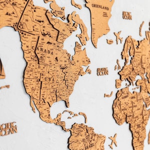 Mappa del mondo in sughero 3D, grande mappa del mondo, mappa con puntine, regalo di inaugurazione della casa, mappa del mondo 3D, idea regalo per la nuova casa