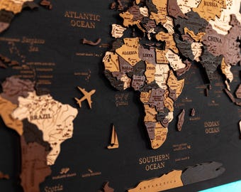 Canvas World Wooden Map, Push Pin Travel Map, World Map Push Pin,  Stylish Wall Art Decor, Led Wooden Map