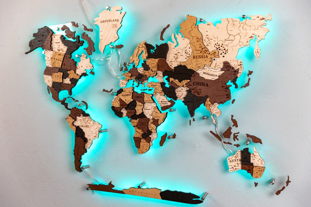 Wooden Map World Map, Push Pin Map, Adventure Map, Travel Map, World