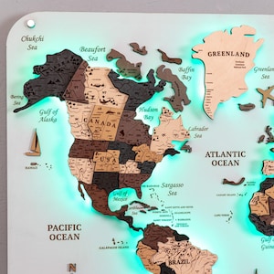 Levitation World Map, The Best Wedding Gift for a Couple, Led World Map, Push Pin Travel Map, Panel Wall Art