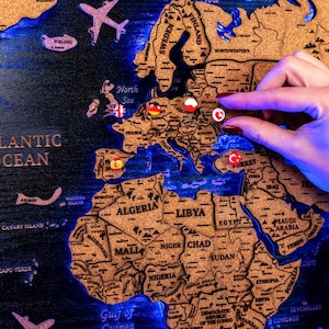 Cork World Travel Map, Push Pin Travel Map, Cork Map Board, Housewarming Gift, New Home Decor