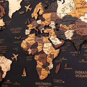 Mapa del mundo de madera sobre lienzo para decorar la cama, mapa con chinchetas para decorar el hogar, mapa del mundo para viajes, regalo del quinto aniversario, mapa del mundo de madera en 3D, mapa del mundo con luces LED