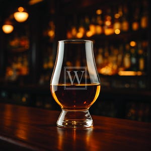 Personalized Glencairn Whiskey Glass with Monogram | Custom Engraved Bourbon Glass | Etched Scotch Tumbler Gift for Men