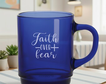 Faith Over Fear – Personalized Christian Mug – Laser Engraved 8.75 oz Coffee Mug, Custom Religious Gift, Faith-Based Drinkware