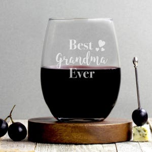 Best Grandma Ever Wine Glass | Grandma Gift | Custom Wine Glass | Gift For Grandmother