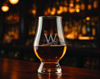 Glencairn Crystal Whiskey Glass – Monogrammed & Engraved | Personalized Scotch Tumbler | Groomsmen or Father’s Day Gift